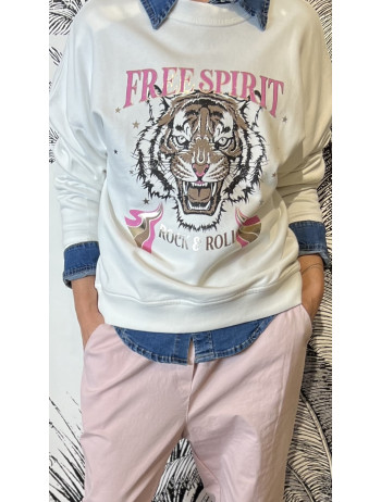 Sweat Tigre Free Spirit Blanc